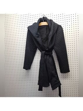 Lola & Sophie Black Plush Robe with Shawl Collar and Long Sleeves